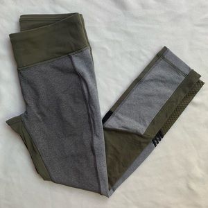 Lole Panna Multi Textured Olive Green Crop Leggings
